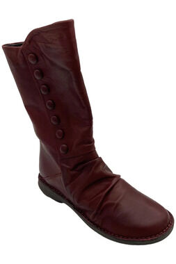 Miz Mooz Women's Petrillo Leather Ruched Mid Boots Bordeaux - Medium